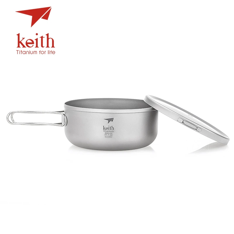 Keith Titanium plegable Bowls almuerzo con cubierta al aire libre Camping cocina tazón utensilios senderismo viajes cena cajas 800 ml 1L 1.2L