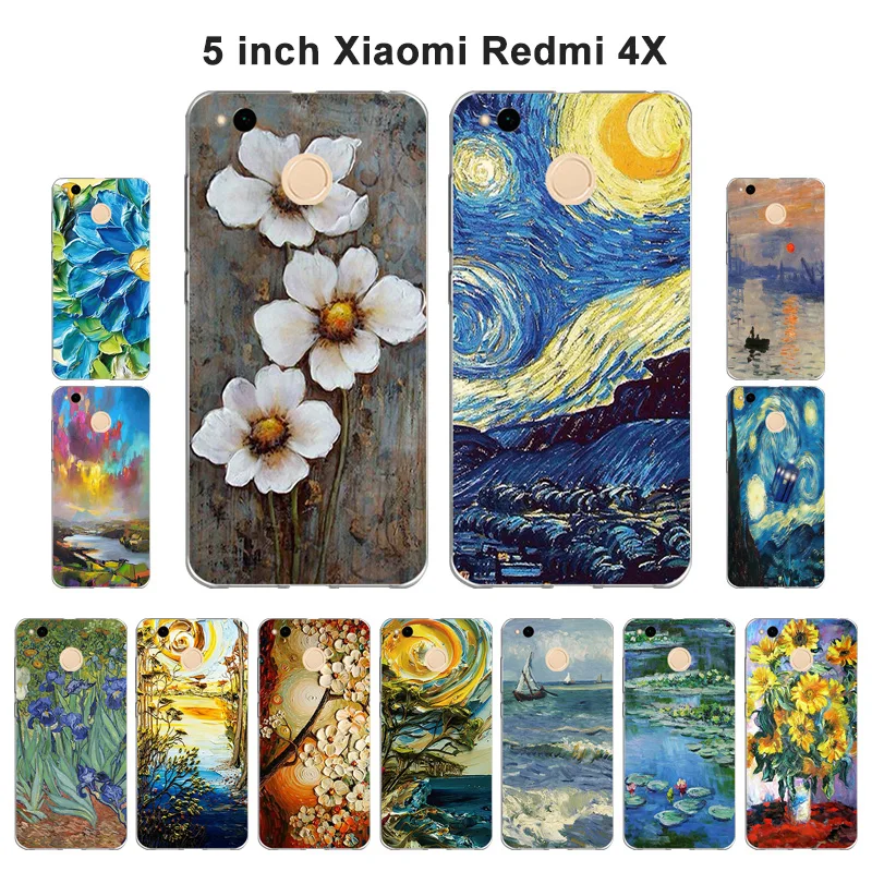 

For Xiaomi Redmi 4X Case Soft Silicone TPU Cover Case for Xiaomi Redmi 4X 5.0 inch Oil Painted funda xaomi 4x 4 x