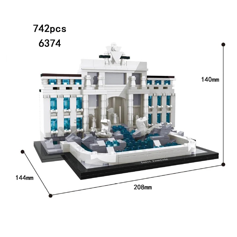 

Hot world famous architecture Trevi Fountain Rome Italy building block model bricks educational toys collection for kids gifts