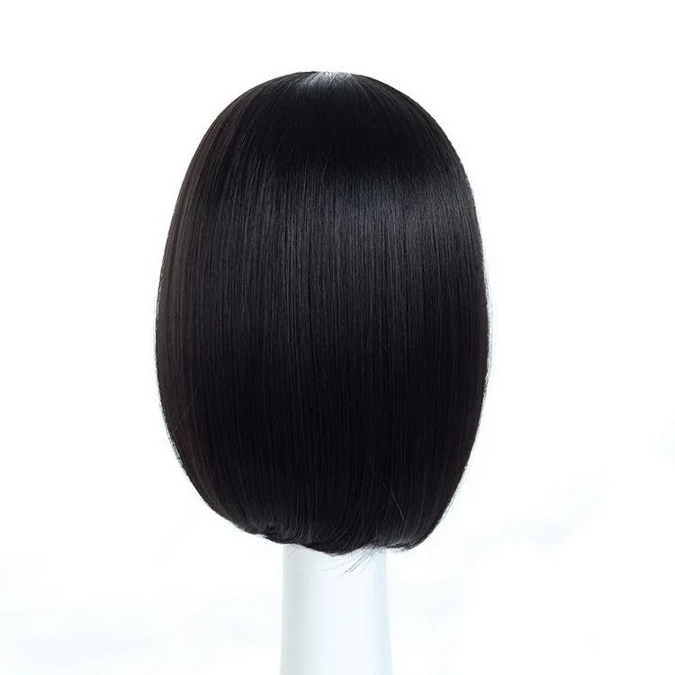 Yiyaobess 14 дюймов черный короткий парик-Боб синтетические натуральные волосы прямые афроамериканские парики для женщин высокотемпературное волокно - Цвет: # 1B
