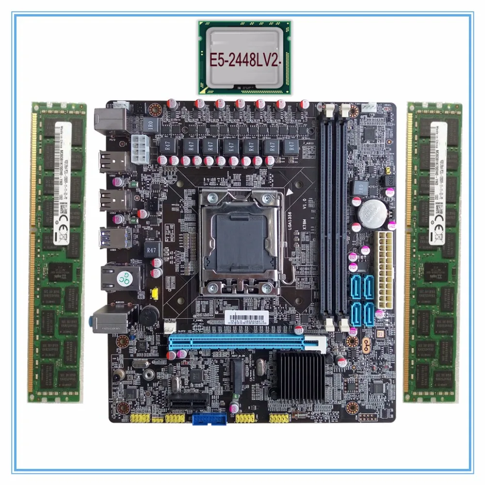 

Desktop Motherboard X78 LGA 1356 with E5-2448LV2 + 32G(16G*2)RAM set M.2 ddr3 ecc ram port 32G USB3.0 M ATX mainboard