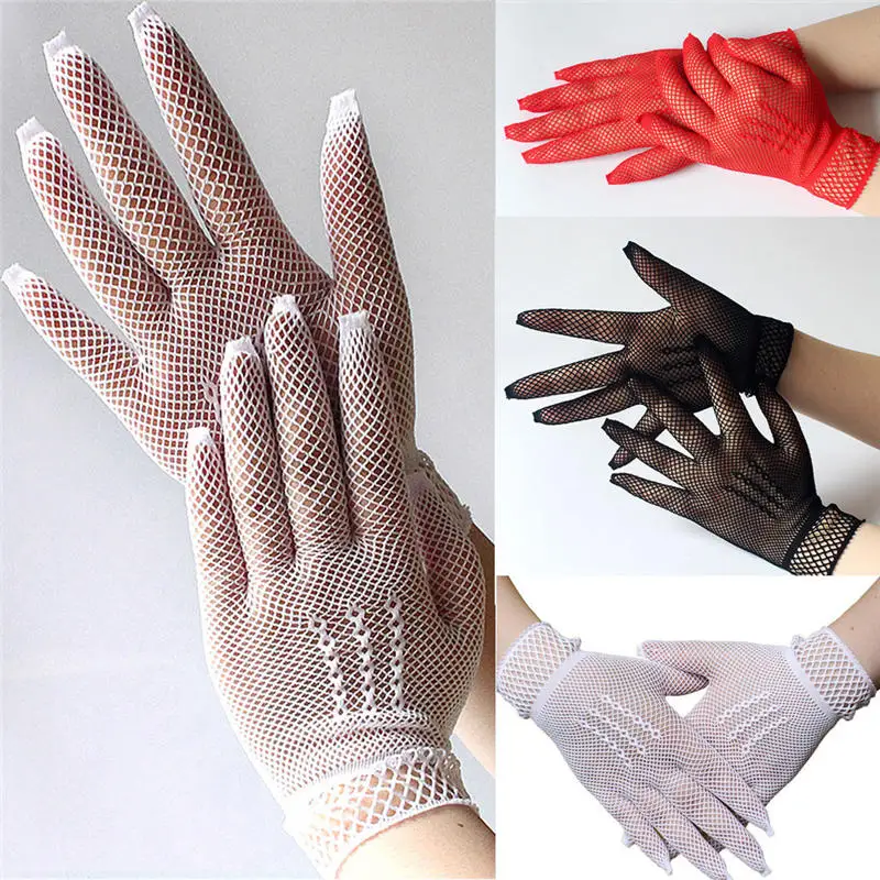  Ladies Girls Neon Sexy Short Fingerless Fishnet Lace High Elasticity Gloves Hand Gloves guantes eldiven handschoenen 40FE1405