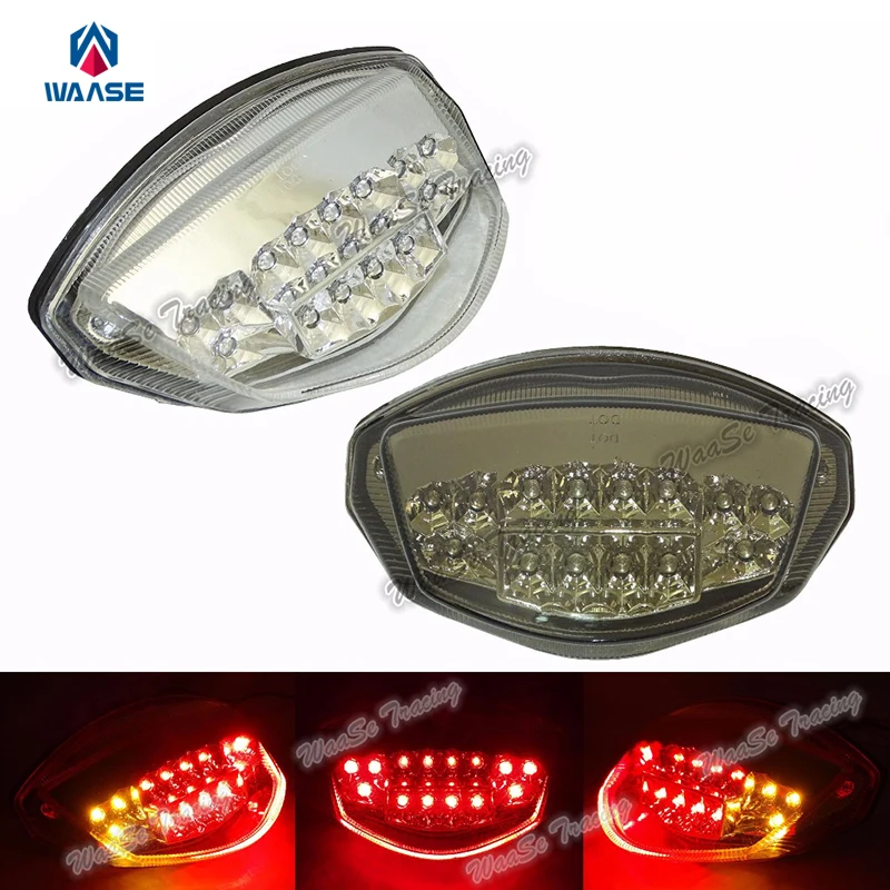 

waase Chrome Led Rear Taillight Tail Brake Turn Signals Integrated Light For SUZUKI GSXS750 2015 2016