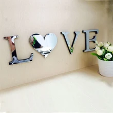 LOVE HOME 4pcs set Mirror Acrylic Wall Sticker English Letters DIY Quote Affixed Decal Home Decor