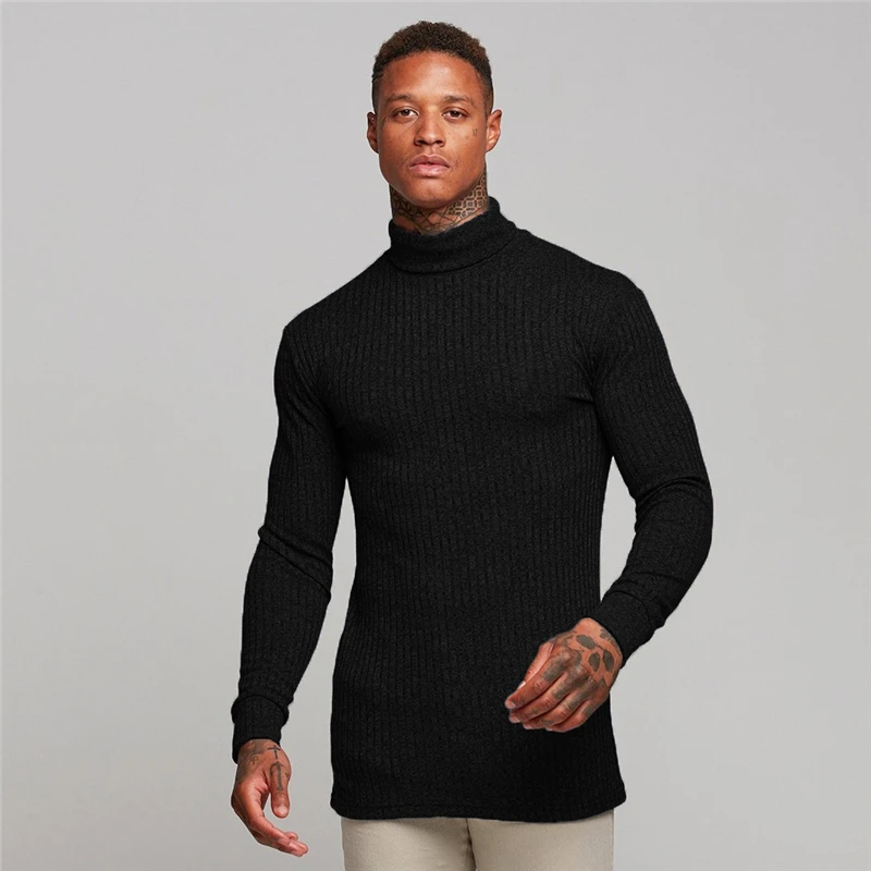 

Brand Casual Turtleneck Sweater Men Pullovers Autumn Winter Fashion Style Sweater Solid Slim Fit Knitwear Full Sleeve Knitwear