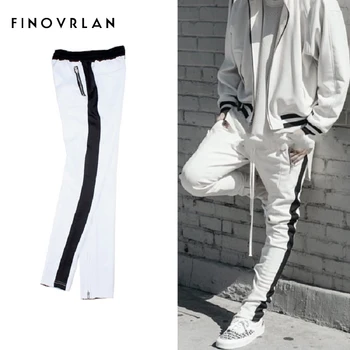 

Harem Striped Pants Men Side Zipper Boys Pants Elastic Waist Casual Fashion Thin Trousers Sweatpant Boys New Autumn