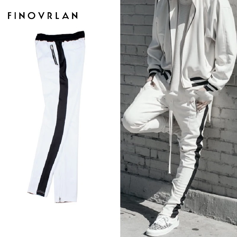 

Harem Striped Pants Men Side Zipper Boys Pants Elastic Waist Casual Fashion Thin Trousers Sweatpant Boys New Autumn