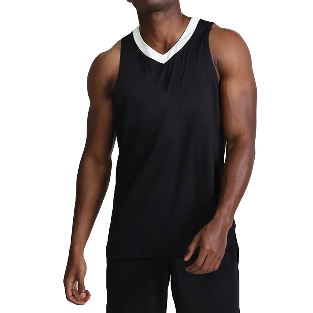 

Feitong Men's Tank Tops Summer Casual V-Neck Patchwork Fitness Sweat Absorption Quick-drying Vest hommes Streetwear Casual