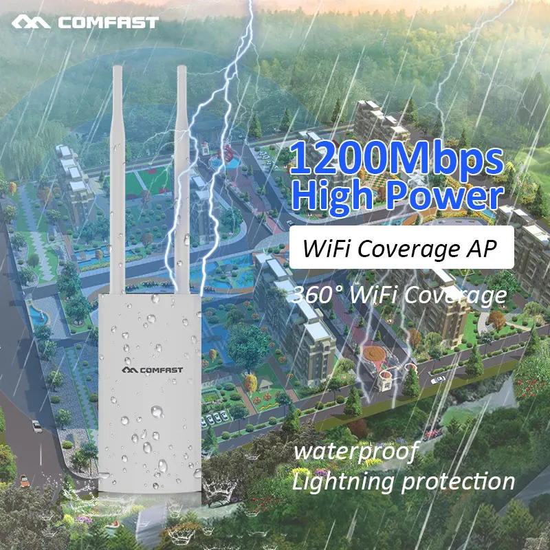 Наружный ретранслятор WiFi 2,4G + 5 GHz беспроводной Wifi усилитель AP 27dBm 1200 Mbps WiFi маршрутизатор Высокая мощность Wi-Fi всенаправленная антенна