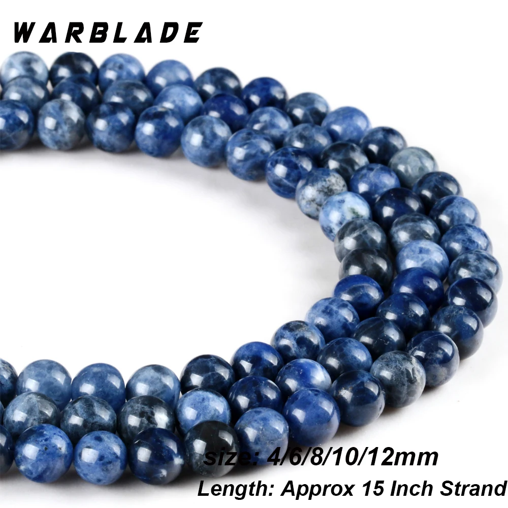 Круглые бусины Sodalite из натурального камня WarBLade синие Бусины 4 мм 6 8 10 12 для