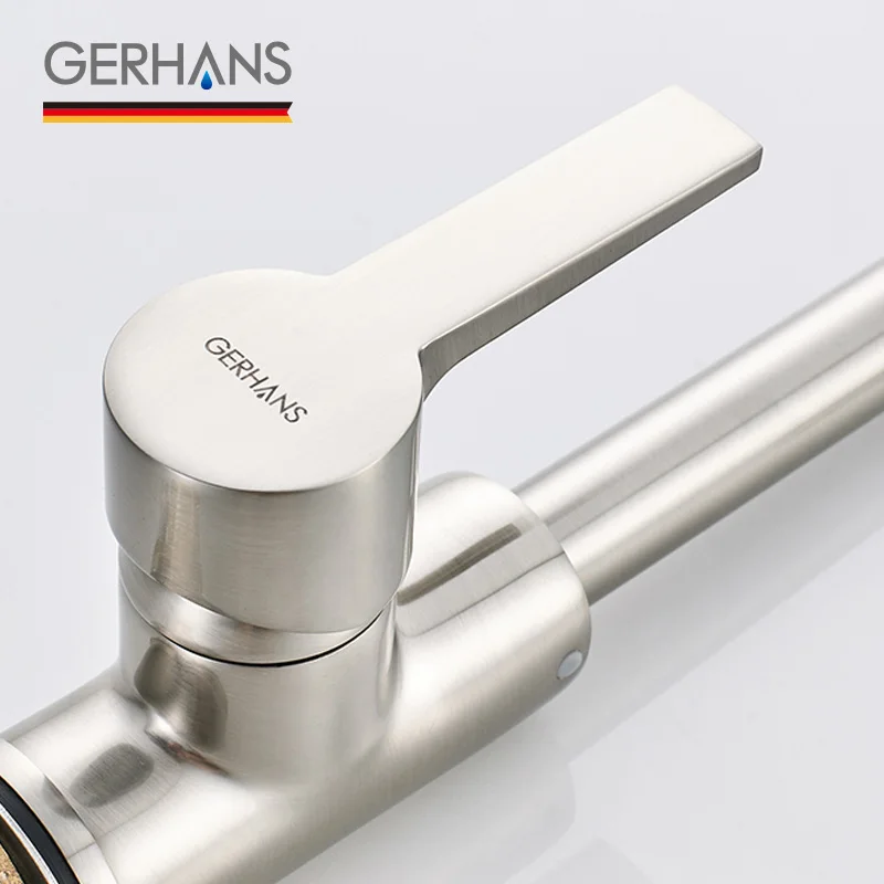 GERHANS Irismart Tall Kitchen Faucet Hot Cold Bar Chrome Plated Water Tap Modern Brass Water Sink Mixer Crane For Kitchen K14084 GERHANS Irismart Tall Kitchen Faucet Hot Cold Bar Chrome Plated Water Tap Modern Brass Water Sink Mixer Crane For Kitchen K14084