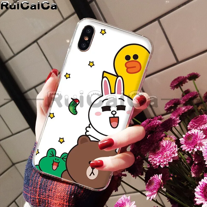 A10 RuiCaiCa Line Friends коричневый Медведь Мягкий ТПУ чехол для телефона для Apple iPhone 8 7 6 6S Plus X XS MAX 5 5S SE XR мобильных телефонов - Цвет: A10