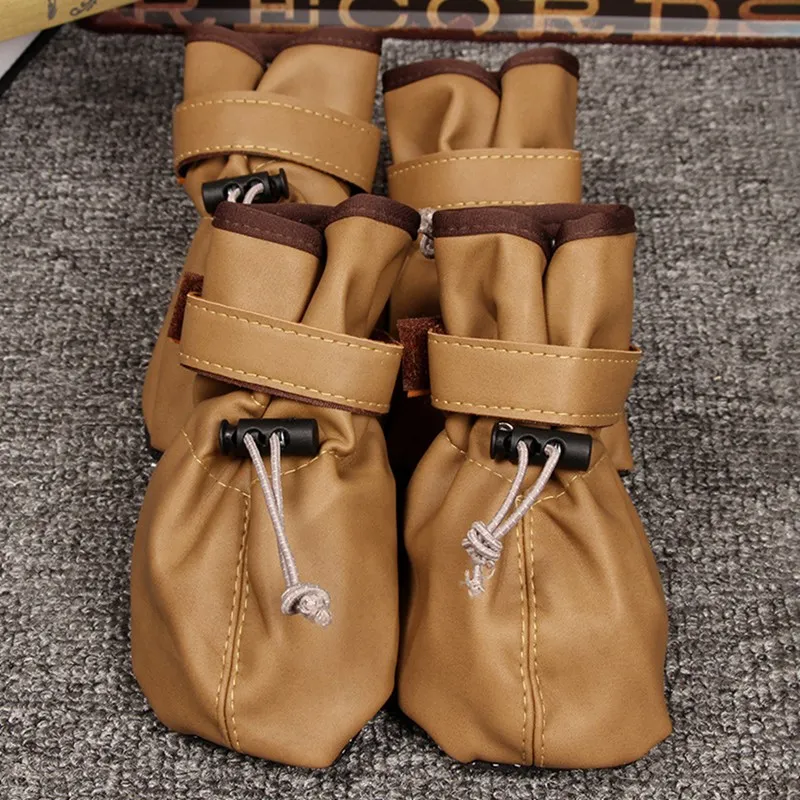 4 pcs Reflective Anti Slip Rain Boots Waterproof Dog Shoes Adjustable Winter Warm Socks Sneaker Paw Protector For Dogs Cat