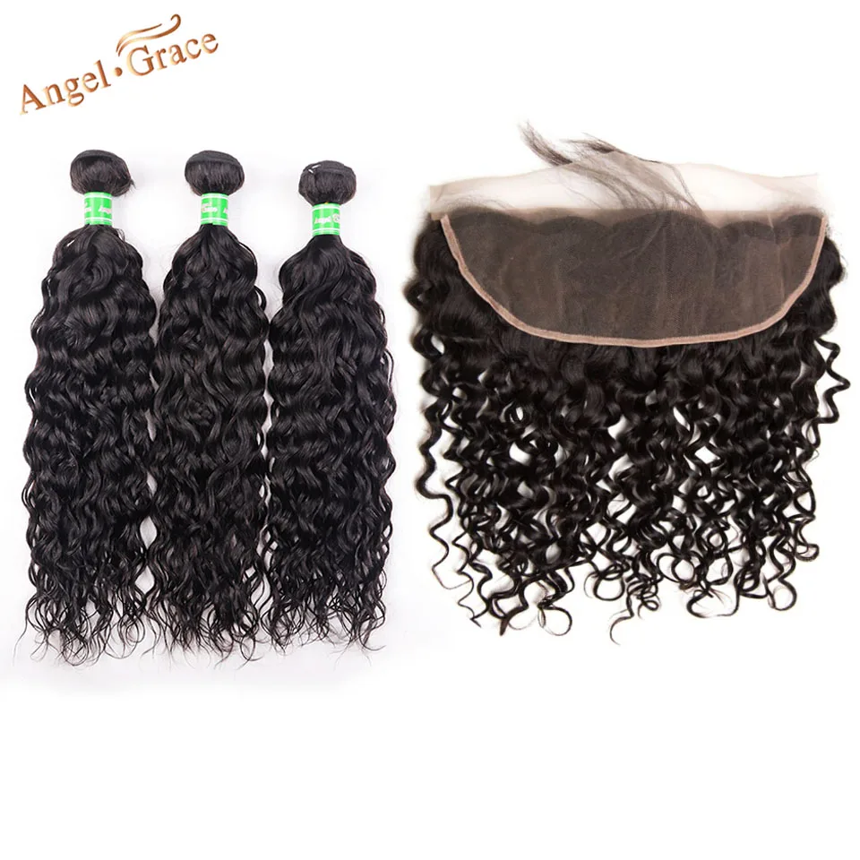 water wave hair with closure frontal