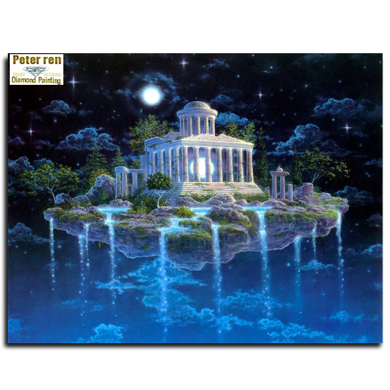 

Peter ren Diamond painting Cross stitch Crafts full Diamond Embroidery Lemuria 3d square icons mosaic picture Castle in the Sky