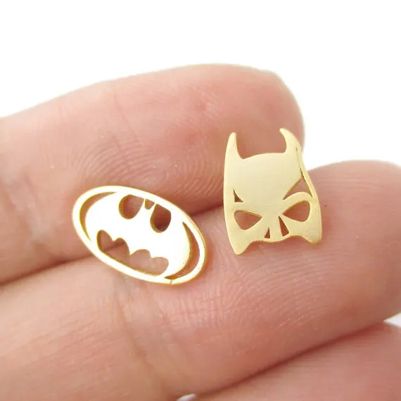 Shuangshuo Batman Themed Bat Mask And Logo Shaped Stud Earrings For Shuangshuo Batman Themed Bat Mask And Logo Shaped Stud Earrings For Women Dc Comics Super Heroes Fashion Jewelry Ed076 In From