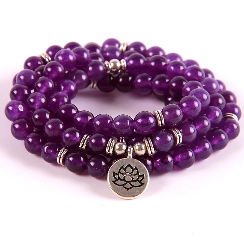 Purple natural stone beads bracelet necklaces fashion women jewelry 108