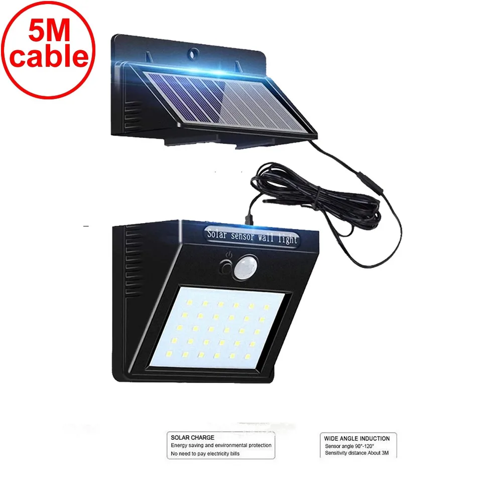 

30 leds solar light split panel bulb led lamp llampara colgante wall security street fence lights for home living room 5M cable