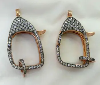 

6pcs CZ Micro Pave Enhancer Clasp,Large CZ Freeform Clasp 20-35mm,Pave Lobster Clasp,Gunmetal Lobster Closure jewelry clasp