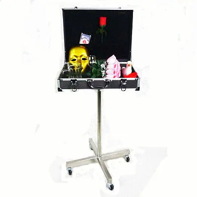 

Black Aluminum Case Magic Table (With Stainless steel Stand/roller stainless steel frame, with 4 wheels) Stage,magic tricks