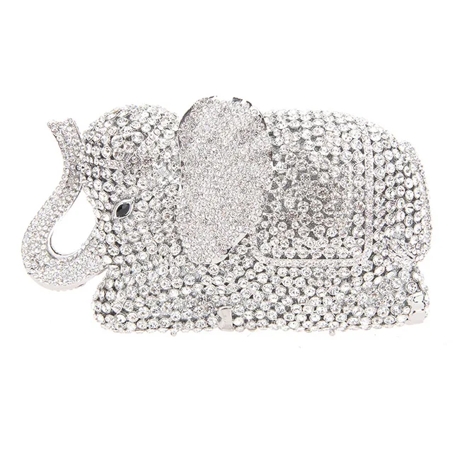 Fawziya Кристалл Слон клатч кошелек свадебные сумочки и клатчи - Цвет: Silver