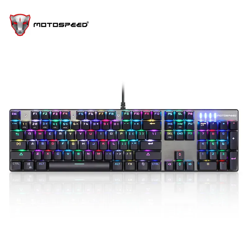 Motospeed CK888 механическая клавиатура светодиодный с цветной светящейся подсветкой мультимедийная эргономичная игровая клавиатура и мышь Набор для игры