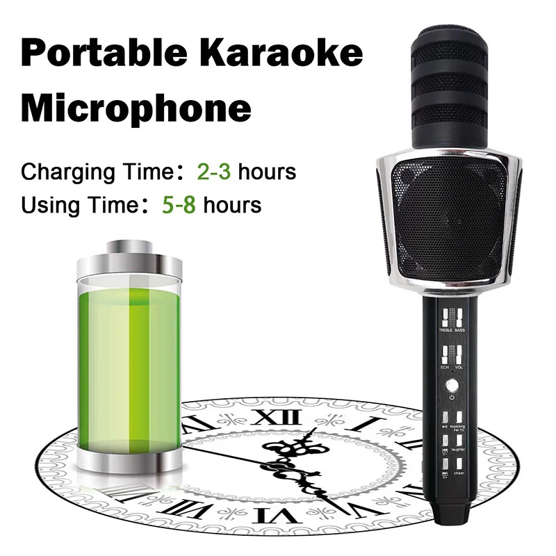 Беспроводной Bluetooth караоке микрофон, 4 в 1 портативный ручной караоке плеер динамик для Android/iPhone/iPad/PC/открытый/вечерние
