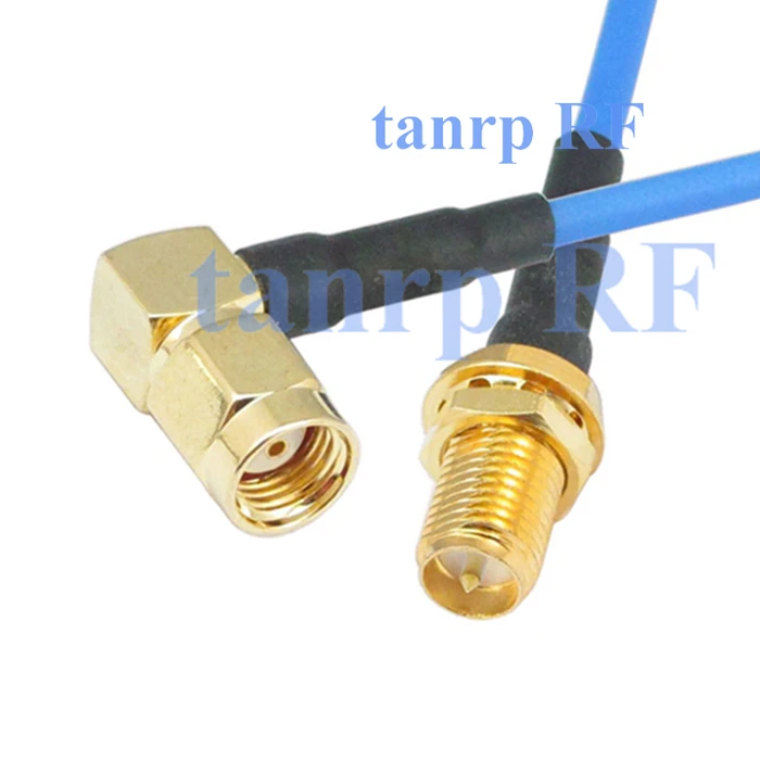 

15CM coaxial Sexi Flexible blue jumper cable RG405 6in RP SMA male right angle to RP SMA female jack RF 3G 4G router WIFI