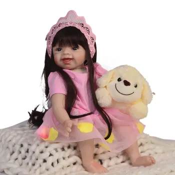 

22inch Silicone Vinyl Reborn Baby Girl Realistic Alive Newborn Babies Doll White Skin Ethnic bebe Toddler For kids Xmas Gifts
