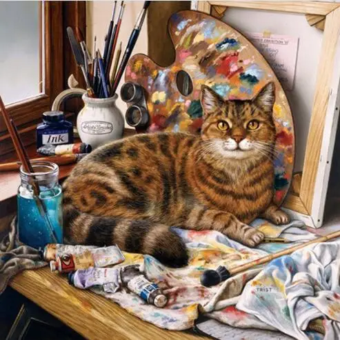 Round/square Mosaic 5D Diamond Painting Home Decoration Embroidery Classic Style Rhinestone Drawing board cat | Дом и сад
