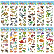 Mini adesivo de dinossauro para crianças, adesivos de desenhos animados em 3d para scrapbooking e decoração de parede, etiqueta, caderno para crianças com 10 pçs/lote