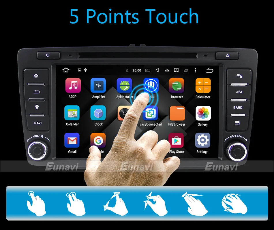 Cheap Eunavi 2 Din Car DVD GPS For Skoda Octavia 2012 2013 A 5 A5 Yeti Fabia Car Android 9.0 Quad Core RAM 2GB Stereo Radio Navigation 12