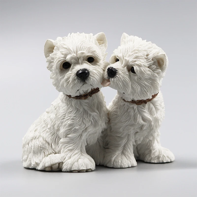 Модные Белый, высокогорный пара собака автомобиль несет свадебный подарок ремесло декоративные фрески ремесла мебель скульптура Творческие подарки