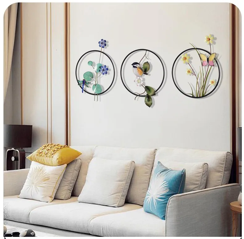 Европейские кованые птицы цветок настенные подвески для самодеятельного творчества украшения гостиной диван задний план стены стикеры металлические настенные украшения