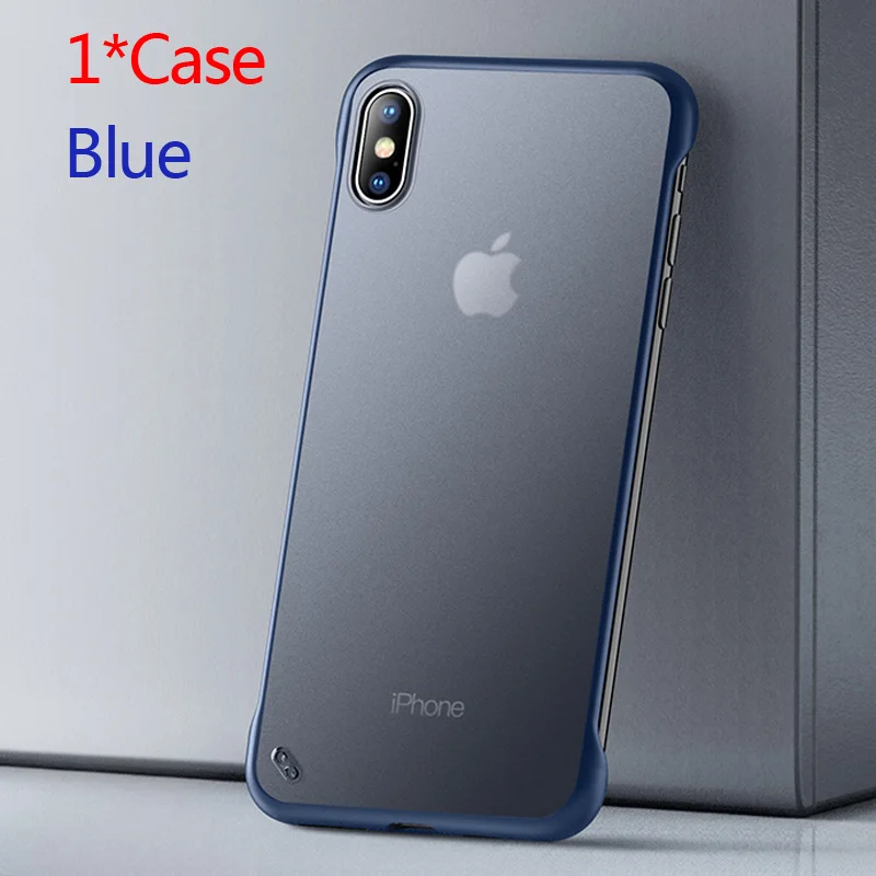 USLION Бескаркасный Прозрачный чехол для телефона для iPhone X 7 6S 8 Plus, чехол XS Max XR 11 Pro Max с кольцом-держателем для пальца, чехол-подставка s - Цвет: Only Blue Case