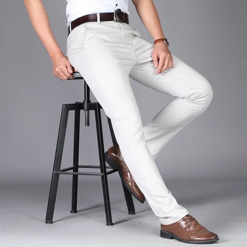 Брюки для костюма, мужские повседневные офисные брюки высокого качества, деловые брюки для мужчин, нарядные брюки для свадебной вечеринки - Цвет: meter white