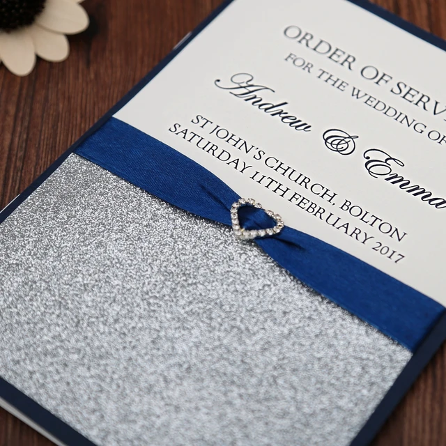 online shop blue wedding program free customized printing monogram