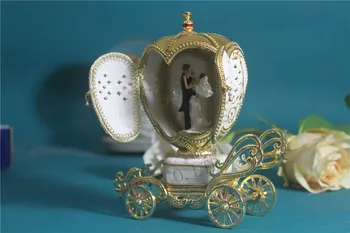 

Home Decor Egg Music Box Gold Pumpkin Carriage Music Boxes Royal Style Marriage Eggshell Ballerina Music Boxes Valentine's Day