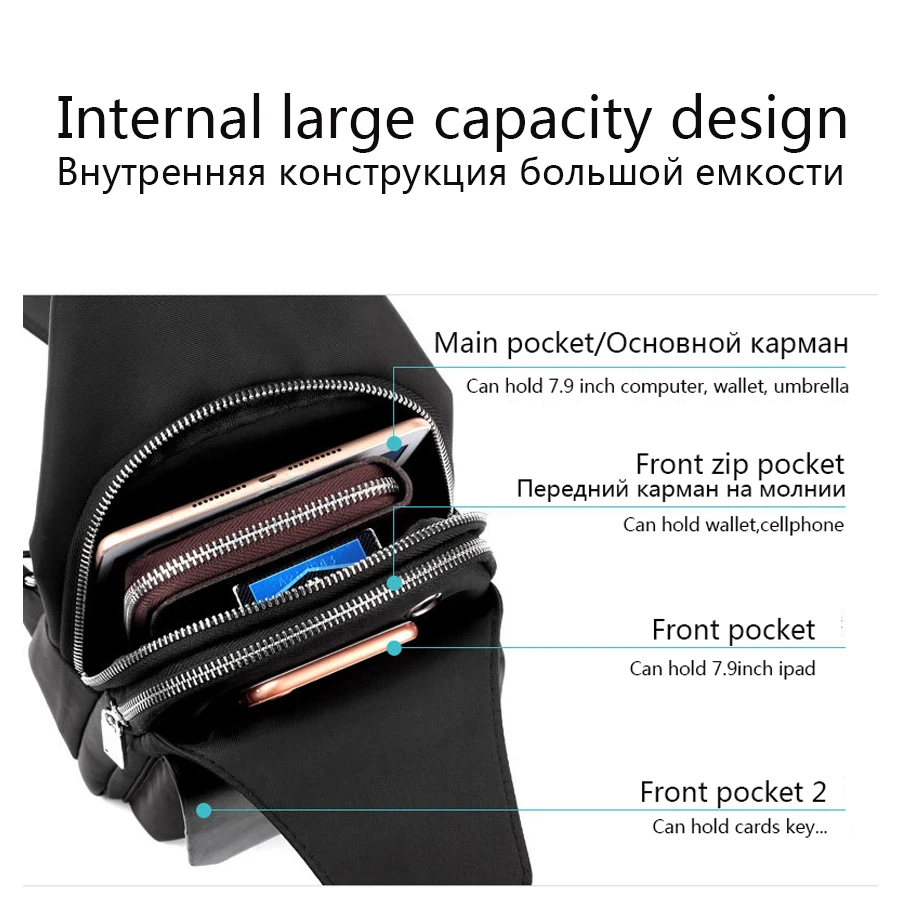 Новая модная мужская сумка через плечо для отдыха водонепроницаемая оксфордская