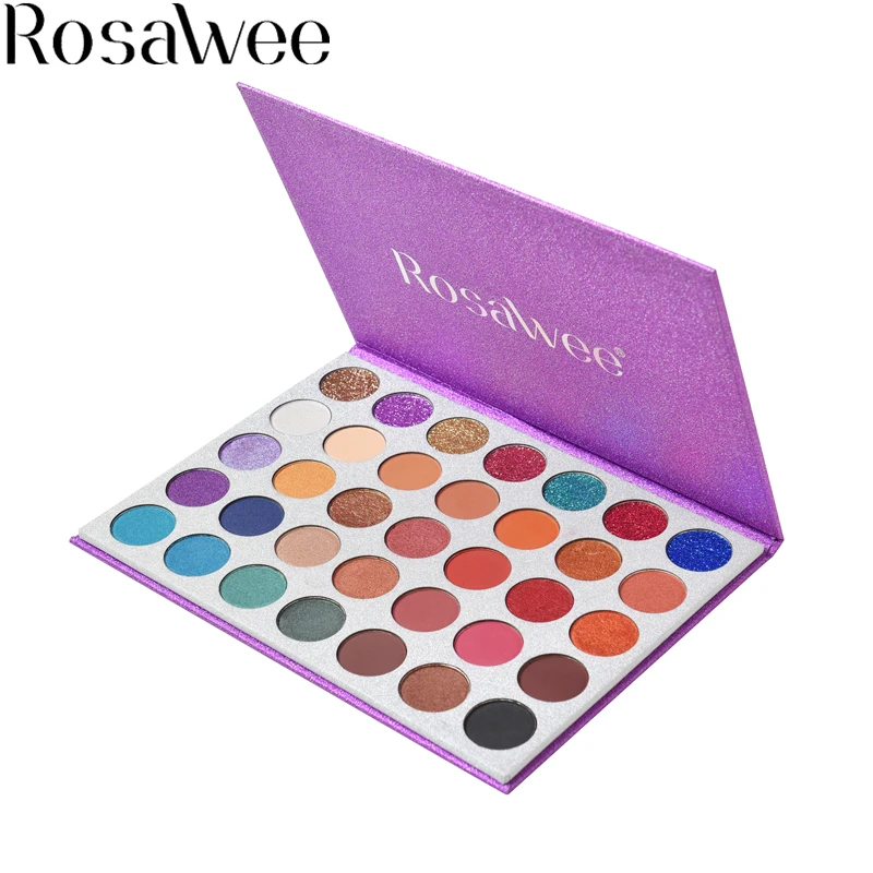 

ROSAWEE 35 Color Glitter Eyeshadow Palette Women Professional Makeup Shadows Pallets Shimmer Eyeshadow Powder Glitter Pigment