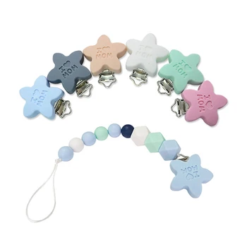 

Baby Pacifier Clip Soother Teether Star Shape Silicone Safe Holder Saliva Towel Support Anti Fall Clips Newborn Infant Feeding