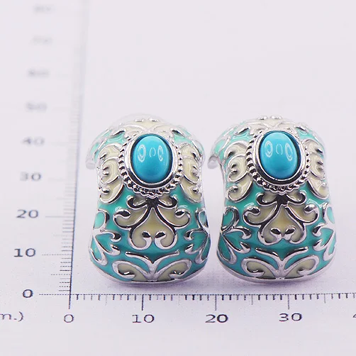 Серьги TE406 с зелеными кристаллами из эмали|silver crystal earrings|crystal earrings925 sterling |