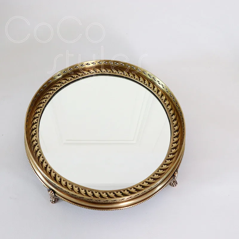 Cocostyles InsFashion роскошное круглое зеркало ручной работы латунный поднос с ножками для королевской свадебной вечеринки и домашнего декора
