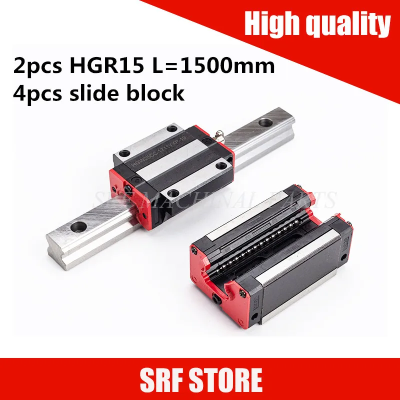 

2pcs 15mm linea guid rail HGR15 L=1500mm linear motion rail with 4pcs HGH15CA/HGW15CC linear motion carriage slide block