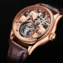 Оригинальные Tourbillon мужские часы со скелетом, лучший бренд класса люкс, Зодиак, овца, мужские механические наручные часы, Копейка, настоящие Tourbillon часы