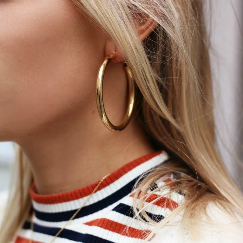 

2019 new fashion popular personality big card thick round earrings women's jewelry wholesale