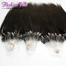 Cheap Virgin Brazilian Remy Micro Loop Ring Hair Extensions Keratin Hair #1B Micro Loop Human Hair Extensions