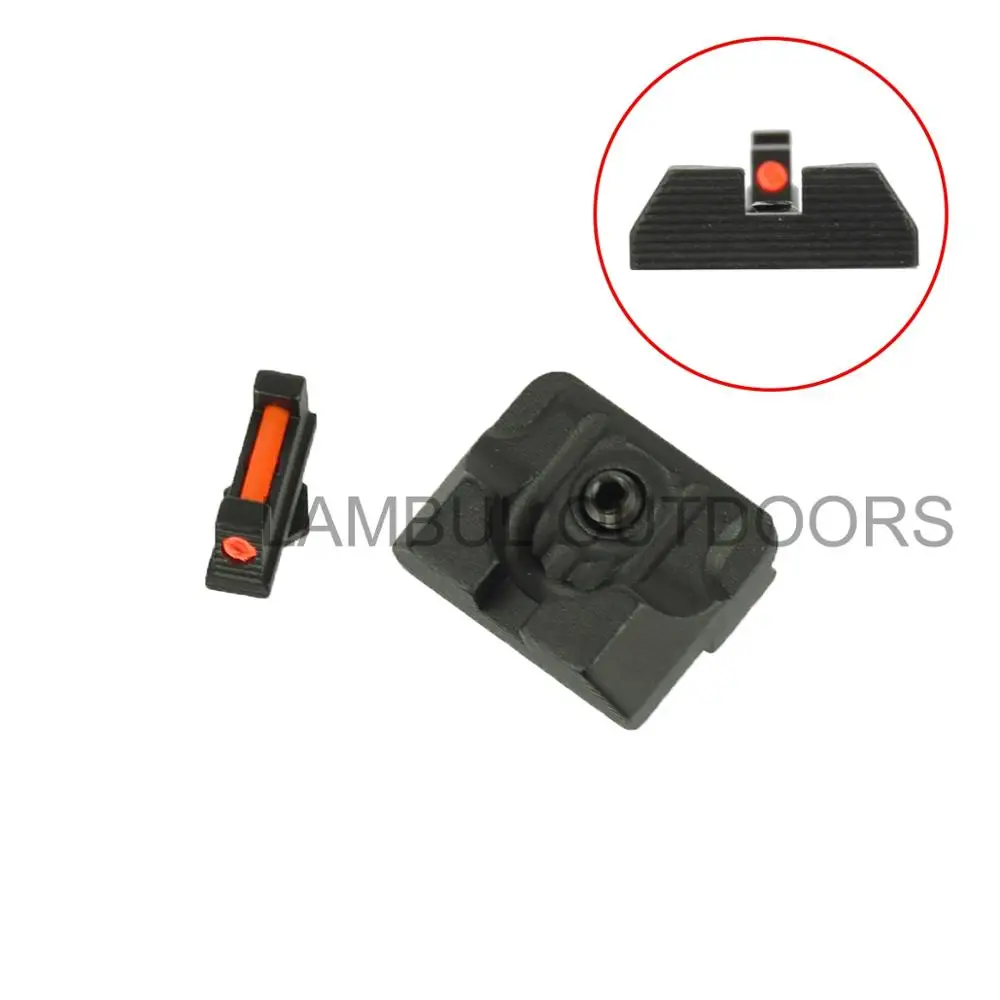 

Red Green Fiber Optic Front Sight / Rear Combat Glock Slide Sight v3 Black for Glock standard models Tactical Hunting