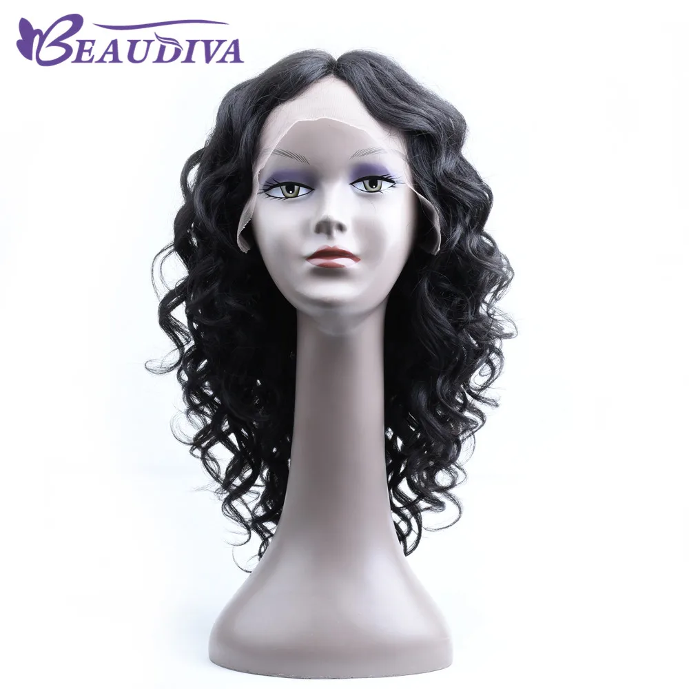 BEAUDIVA объемная волна Синтетические волосы на кружеве человеческих волос парики для Для женщин предварительно выщипанные волосы с