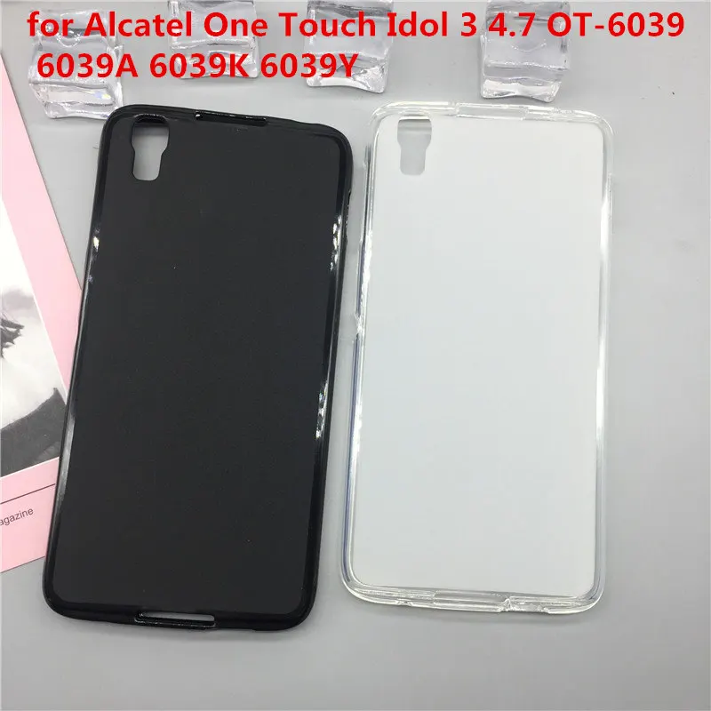 

Case Soft Silicon Phone Para for Alcatel One Touch Idol 3 4.7 OT-6039 6039A 6039K 6039Y Luxury TPU Cover Shell Black Cases Coque